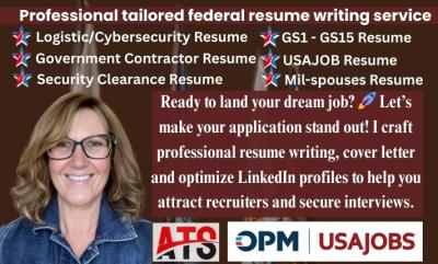 I will write federal resume writing for USAJOBS, SES, ATS resume, ECQ executive resume