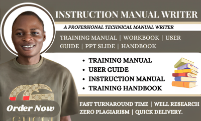 I will create, edit instruction manual, workbook, product manual, user guide, PPT slide