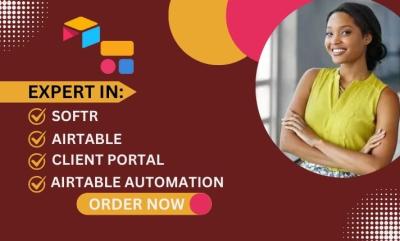 I will create a custom client portal with Softr and Airtable, fully automated