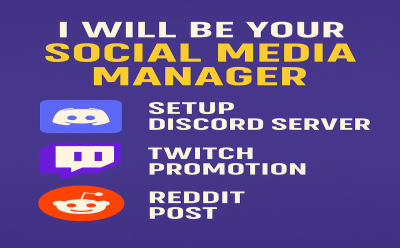 I will be your social media manager setup discord server, twitch promotion, reddit post