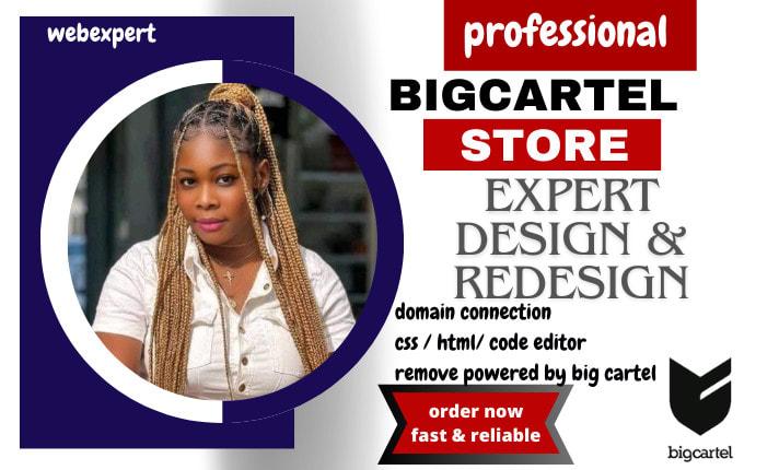 I will customize Big Cartel website store redesign Big Cartel Payhip Wix Weebly website