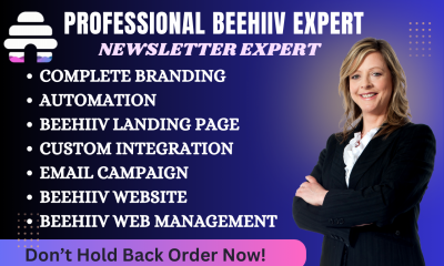 I will setup quality beehiiv newsletter website design launch beehiiv landing page
