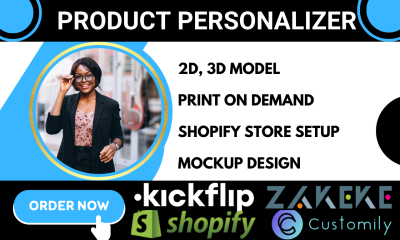 I Will Personalize 2D and 3D Products for Your POD Store: Gelato, Zakeke, Kickflip, Customily on Shopify