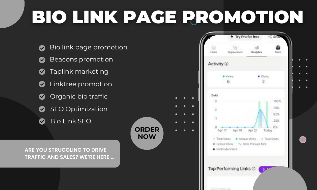 I Will Promote Your Bio Link Page on Linktree, Beacons, Taplink to a Targeted Audience