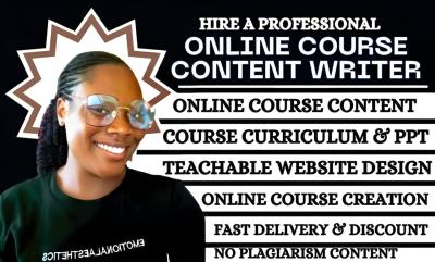 I will Create Online Course Content and Course Creation Course Curriculum on Thinkific