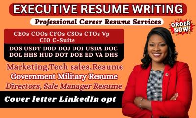 I will write executive resume writing federal resume ATS resume LinkedIn OPT IT VP CEO