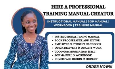 I Will Create, Edit Instruction Training Manual, User Guide, Employee Handbook, Workbook
