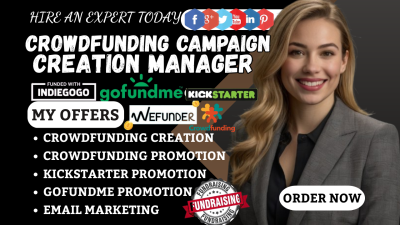 I will do crowdfunding campaign creation for Kickstarter Indiegogo GoFundMe campaign