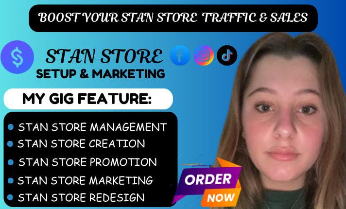 I Will Do Stan Store Promotion, Stan Store Marketing, and Design