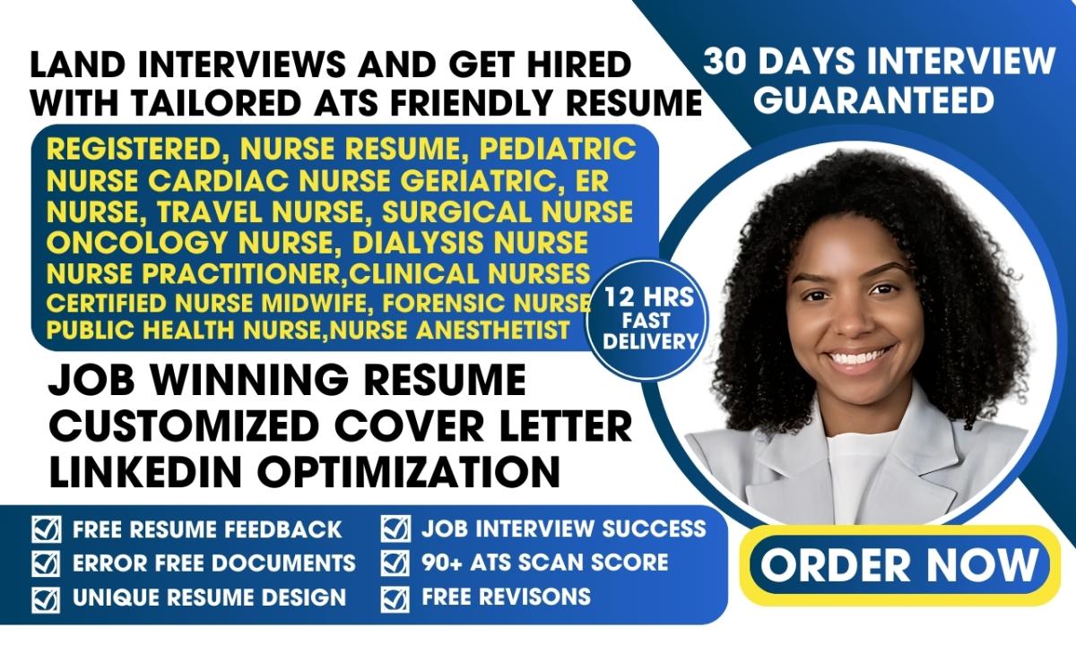 I will write resume for healthcare, medical, nursing, medical assistant, CND, and STNA