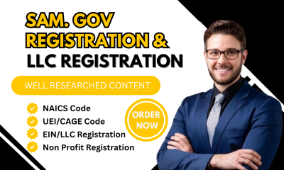 I will do SAM Gov Registration, LLC Registration, NAICS Code, Non-Profit Registration