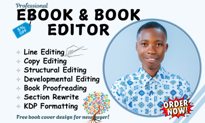 I will do book editing and formatting, be your developmental editor nonfiction writer