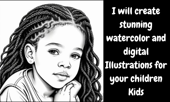 I will create stunning watercolor and digital illustrations for your children kids