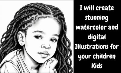 I will create stunning watercolor and digital illustrations for your children kids