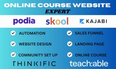 I will do Mighty Networks, Skool Circle, and Kajabi Online Course Website Design