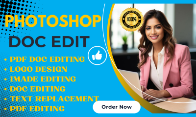 I will Photoshop, Doc Editing, Image Editing, Text Replacement