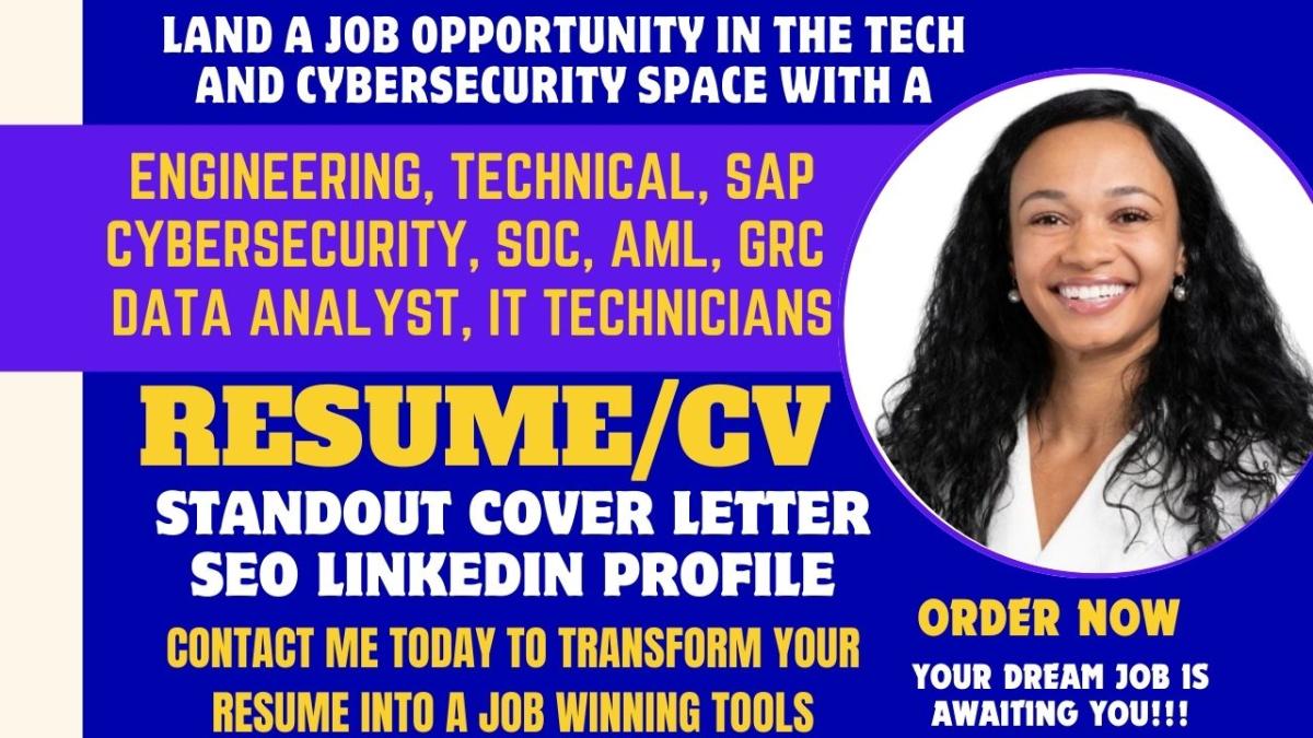 I will do tech, SAP, software engineer, cybersecurity, data analyst, AML, SOC, GRC resume