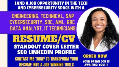 I will do tech, SAP, software engineer, cybersecurity, data analyst, AML, SOC, GRC resume