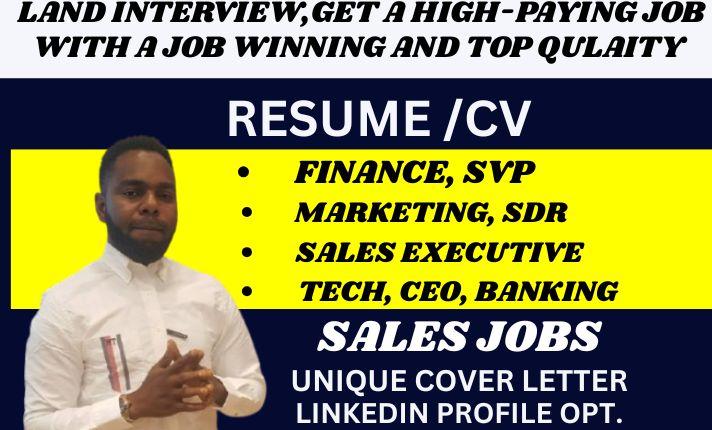 I will write ATS sales resume, SDR and marketing resume, accounting tech sales resume