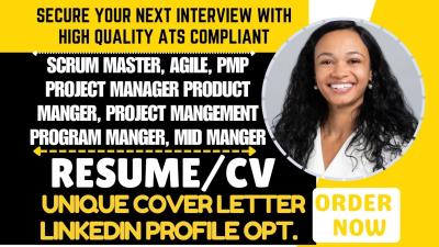 I will do ATS Mid Manager Scrum Master Resume, IT Project Manager, Project Management