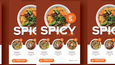 Design Event Restaurant Flyer Menu, Modern Party Food Flyer Menu, Menu Brochure