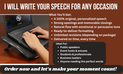 I will write your speech for any occasion
