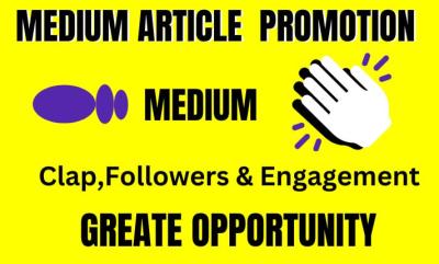 I will do medium article promotion to increase your earnings, viral medium promotion