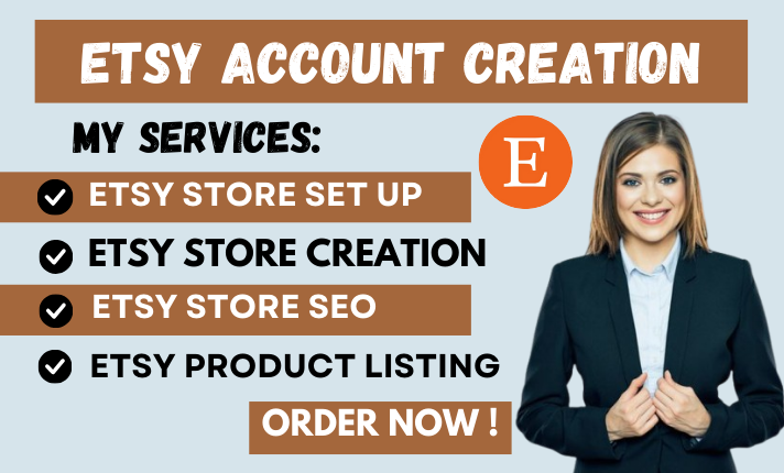 I will create unsuspended Etsy account, create Etsy seller account, and set up your Etsy shop