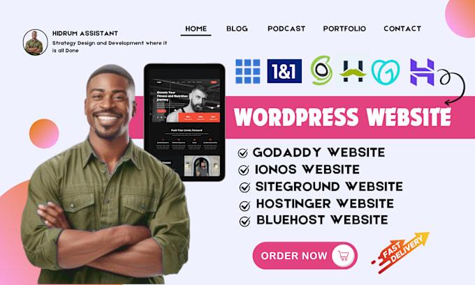 I Will Design WordPress Website on Hostinger, Bluehost, GoDaddy, SiteGround, IONOS