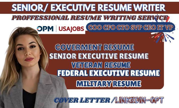 I Will Write Professional ATS Federal Resume, Executive Resume, Cover Letter, and LinkedIn
