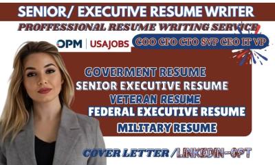 I Will Write Professional ATS Federal Resume, Executive Resume, Cover Letter, and LinkedIn