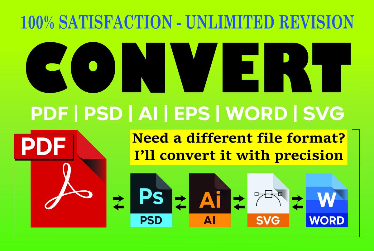 I will convert PDF files to editable Word, PSD, AI, or SVG formats