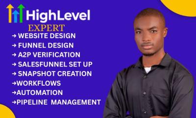 I will gohighlevel CRM setup, gohighlevel virtual assistant GHL VA