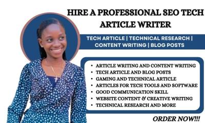 I will write an engaging SEO tech article, blog posts, gaming blogs and website content