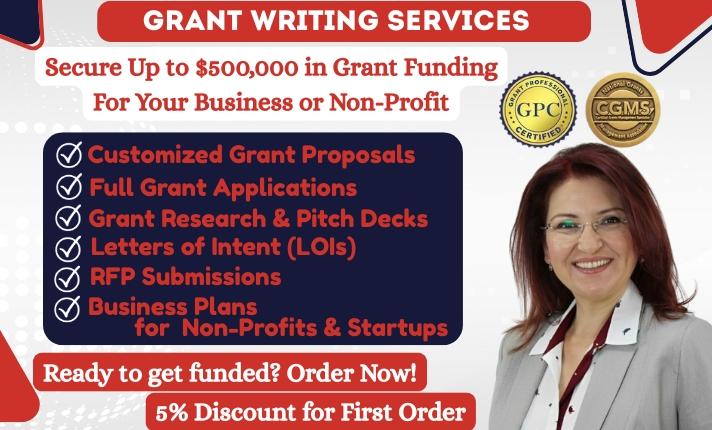 I will do grant writing, grant proposal, grant writer and business plan for nonprofit