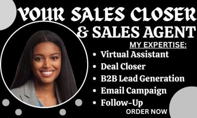 I will be your sales closer, virtual assistant, sales agent, lead generator, B2B sales professional