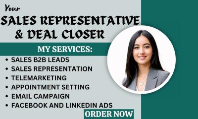 I will deal closing sales B2B lead appointment setting sales closer virtual assistant