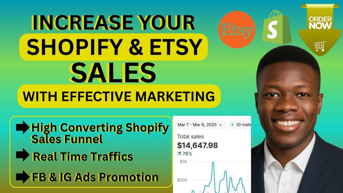 I will increase Etsy sales Shopify promotion Ecommerce marketing to boost Shopify sales