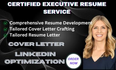 I will write professional executive resume, cover letter and LinkedIn for ATS friendly