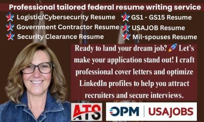 I will write federal resume writing for USAJOBS, SES, ATS resume, ECQ executive resume