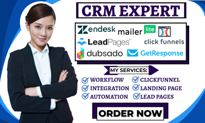 I will set up ClickFunnels, Leadpages, Dubsado, Zendesk, GetResponse, MailerLite