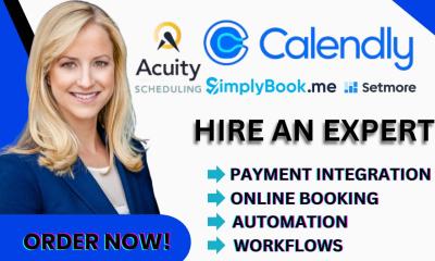 I will set up Acuity Scheduling, Square, Booking Appointments, Calendly, SimplyBook.me