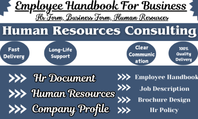 I will be your employee handbook writer, job description, offer letter