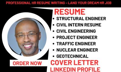 I will craft an engineering resume, civil engineer, intern structural engineer, project