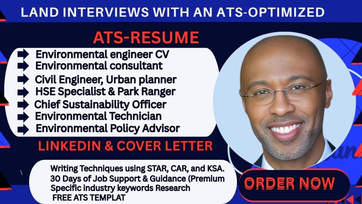 I Will Write Resume for Consultant, HSE Specialist, Park Ranger, Technician, Environmental Professional