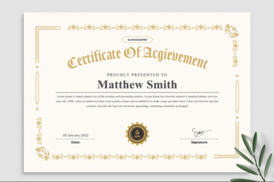 I will design a professional certificate, diploma or award design