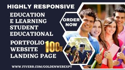 Design an Education Portfolio Website, E-Learning Platform, College LMS Landing Page for Students
