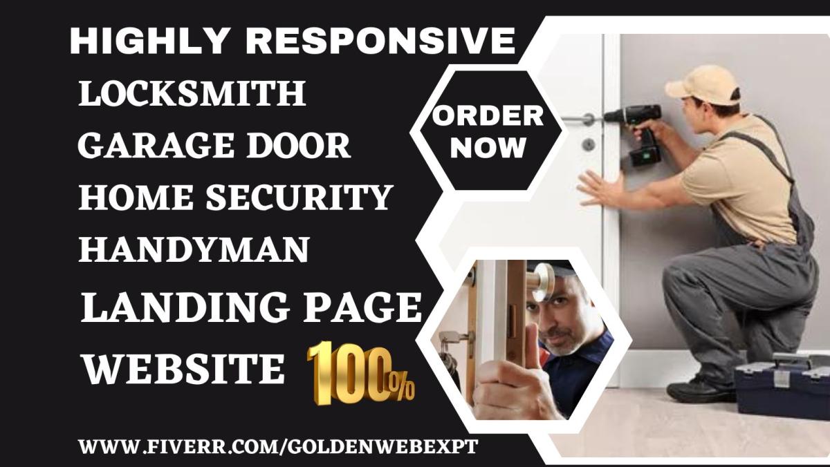 Design Locksmith Garage Door Security Landing Page Handyman CCTV Sales Funnel