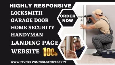 Design Locksmith Garage Door Security Landing Page Handyman CCTV Sales Funnel