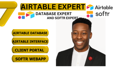 I will set up Airtable database, Airtable interface, Softr web app, client portal, and mobile app